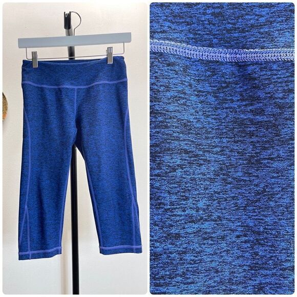 Zella Pants - Zella Leggings - Crop Length Marl Fabric Blue